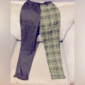 Hot Topic split leg pants, Black/Green Plaid - New with tags